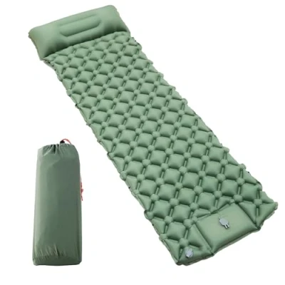 Imagen de CAIXINYI Esterilla Camping Autoinflable, olchón Inflable Individual para Exteriores, Ultraligera, con Bomba de Prensa, Colchoneta Senderismo, Playa, Aventura