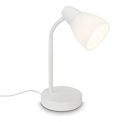 Imagen de BRILONER Lámpara de mesa (incluye interruptor cable, 1 bombilla E14, máx. 25 W, 185 x 300 mm), color blanco