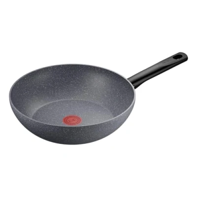 Imagen de Tefal Natural On Sartén Wok de 28 cm con revestimiento mineral muy resistente, Thermo Signal, Fusion, forma profunda, todo tipo cocinas, apto para horno, sin PFOA