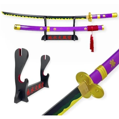 Imagen de FEENOMENN One Piece Zoro Katana Replica Hoja de Madera ENMA (Violeta)
