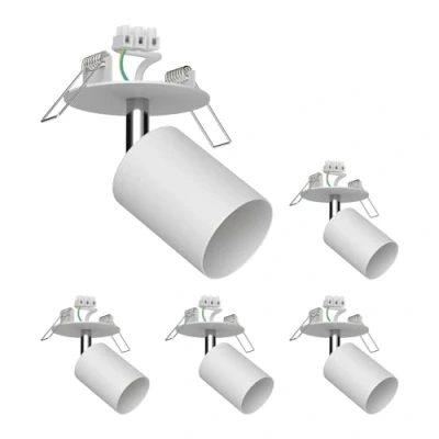 Imagen de ledscom.de 5 pzas. plafón empotrable WAIKA, orientable, blanco mate, redondo, 80mm Ø, 1x GU10 máx. 15W