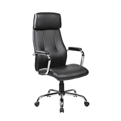 Imagen de Rocada Silla Escritorio Ergonómica Oficina con Respaldo Alto Ruedas y Reposabrazos Ajustable Negro