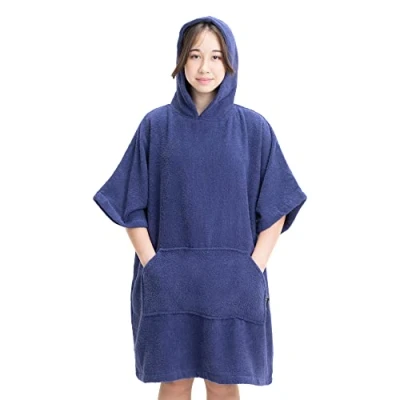 Imagen de HOMELEVEL Poncho de surf Para niños Toalla cerrada algodón con capucha niña o niño 10 a 13 años baño piscina playa camping