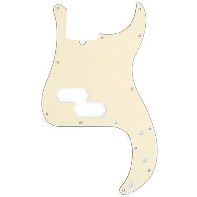Imagen de Musiclily Pro 13 Agujeros Estilo Moderno P Bass Pickguard Golpeador para Bajo Precision de Fabricación Americana 4 Cuerdas,3 capas Crema