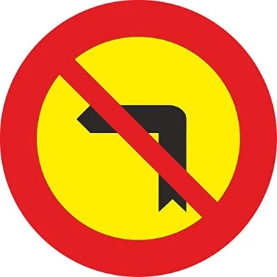 Imagen de Normaluz V10019 Señal Vial Redonda Giro A La Izquierda prohibido Metalica Termolacada 50 cm