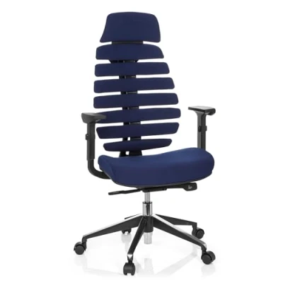Imagen de hjh OFFICE Silla de Oficina sille giratoria Ergo Line II Pro Tela ergonómica con Brazos Ajustables reposacabezas Azul