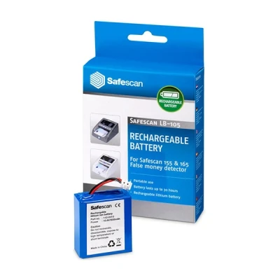 Imagen de Safescan Batería recargable LB 105 para detectores de billetes falsos automáticos Safescan, litio detector hasta 30 horas duración
