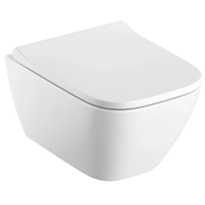 Imagen de Geberit Smyle Square Inodoro suspendido de cisterna baja, saliente reducido, forma cerrada, sin borde 500379, Color: Blanco