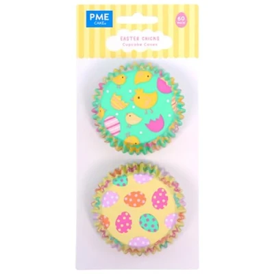 Imagen de PME Pascua Cápsulas para Cupcakes forradas de Aluminio Pollitos Pascua, Set 60
