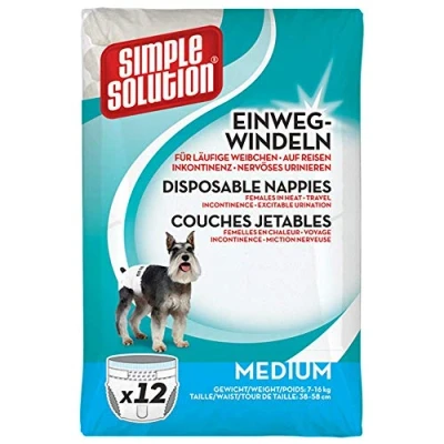 Imagen de Simple Solution Pañales Desechables para Perros Hembra Ajuste súper Absorbente a Prueba de Fugas Paquete 12
