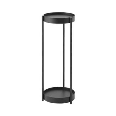 Imagen de Yamazaki 4367 TOWER Soporte para plantas de 2 niveles con ruedas, negro, Acero/Polipropileno/Nailon, minimalista, 25 x 26.5 70 cm