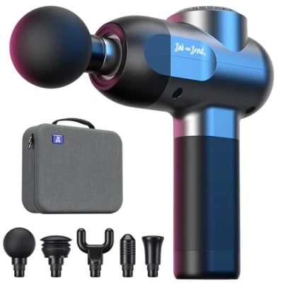 Imagen de Bob and Brad C2 Pistola de Masaje, Masajeador Percusión para Tejido Profundo, Muscular con 5 Velocidades y Cabezales, Casa Gimnasio Oficina, Alivio Dolor Rigidez, Negro