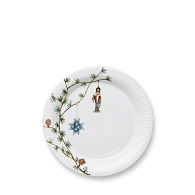 Imagen de Kähler Plato Ø27 cm Hammershøi Christmas hecho a mano con pintura de acuarela, blanco