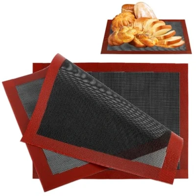 Imagen de 2 Tapete Silicona Horno, 40x30cm Alfombrilla Microperforada para Reutilizable Antiadherente Antideslizante de Hornear, Hornear Pizza,Galletas,Pasteles