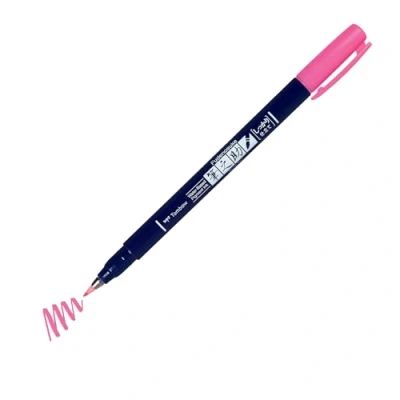 Imagen de Tombow Rotulador Fudenosuke Hard Rosa Neón Pincel para Lettering, Caligrafia, Contornos, Dibujo, Ilustraciones, Esbozos Punta Elastica Dura Resistente al agua