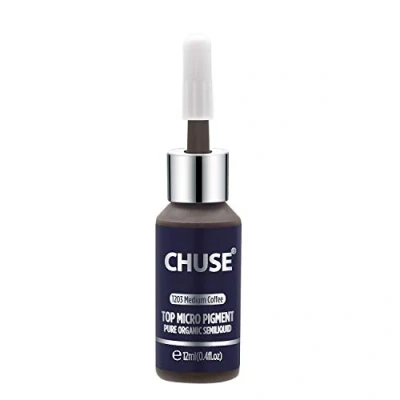 Imagen de CHUSE T203 Café medio Color cosmético de la tinta permanente del tatuaje maquillaje micro pigmento microblading Aprobó SGS, DermaTest 12ml (0.4fl.oz)