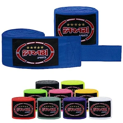 Imagen de Farabi Sports Kids Vendas Boxeo 2,5 Metros de Largo Cinta con par para MMA, Muay Thai, Entrenamiento, Kickboxing y Deportes Combate (Blue)