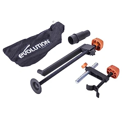 Imagen de Evolution Power Tools R210SMS Pack de accesorios para sierra ingletadora, Incluye mordaza frontal, superior, saco captapolvo y adaptador orificio polvo, 210 mm