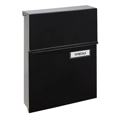 Imagen de ARREGUI Line E6804 Buzón Exterior de Acero Tamaño S (Correo DIN A5) Pared Pequeño Correo con Cerradura Tapada Antilluvia Moderno Fácil Instalar Negro