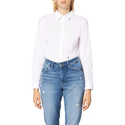 Imagen de Seidensticker Bodybluse Langarm Slim Fit Uni Bügelfrei Blusa Mujer, Blanco (01) A2, 36