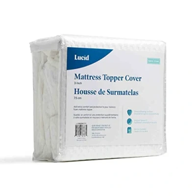 Imagen de LUCID Funda para sobrecolchón material suave, transpirable antideslizante lavable a máquina (cubrecolchón no incluido) 120 x 190 cm, 10 cm
