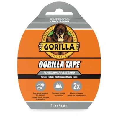 Imagen de Gorilla Nuevo Tape Cinta Americana Plata Agarre Extrafuerte en Superficies Rugosas e Irregulares Multiusos y Resistente al Agua (11 Metros)
