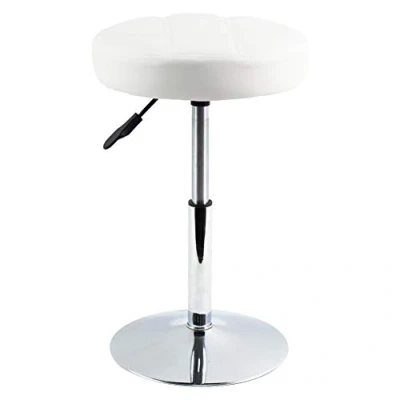 Imagen de FURWOO Round Salon Massage Silla de Taburete Giratorio Trabajo Ajustable Tapa peluquería Beauty Belleza uñas Bar bajo (Blanco)