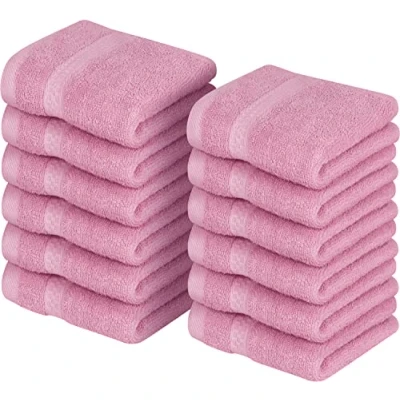 Imagen de Utopia Towels Juego de Toallas Premium (30 x 30 cm, Rosa) 100% algodón para la Cara, Altamente absorbentes y Tacto Suave Punta los Dedos (Paquete 12)