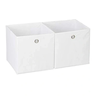 Imagen de Relaxdays Almacenamiento de Tela, Juego 2 Caja almacenaje, Set Doble, Cuadrada, Cestas Textiles, 30x30x30 cm, Blanco, Aluminio,