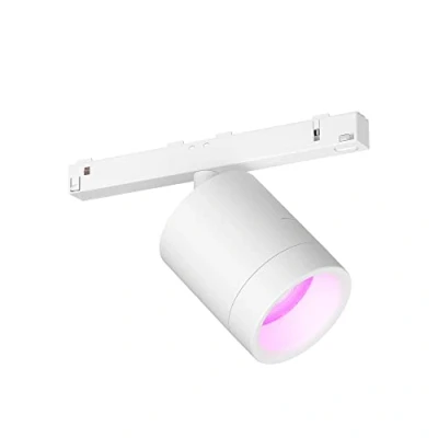 Imagen de Philips Hue Perifo Foco de montaje blanco Extensión adecuada para rieles Luz blanca y coloreada Regulable Conecta con Bluetooth o Bridge Funciona Alexa Google Home
