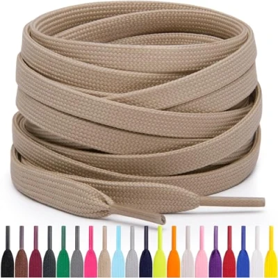 Imagen de Miscly Cordones Planos para Zapatillas, Disponibles en Varias Tallas y Colores (Caqui, 91 cm)
