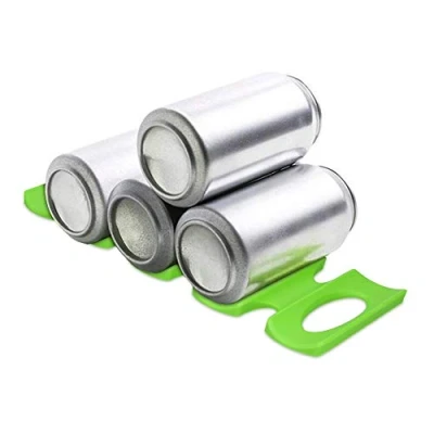Imagen de kwmobile Estante para almacenamiento de botellas en nevera Apilador latas silicona Botellero verde