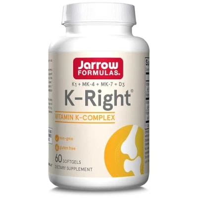 Imagen de Jarrow Formulas, K Right Vitamin Complex, Depot, con Vitamina D3, K1, MK 4 y 7, 60 Cápsulas blandas, Testado en Laboratorio, Sin Gluten, Soja, No GMO