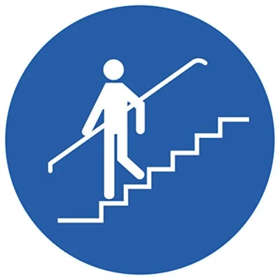Imagen de 5 pegatinas que indican Usar el pasamanos, 9,5 cm, señales de advertencia