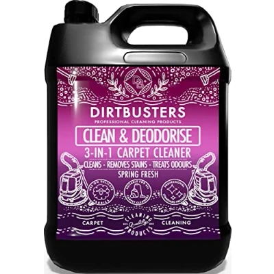 Imagen de Dirtbusters Fórmula Concentrada 3 en 1 Limpia y Desodoriza Moquetas Tapizados. Elimina Neutraliza los Malos Olores. Apto para Aspiradoras Materiales Delicados. Aroma Primaveral x 5 Litros