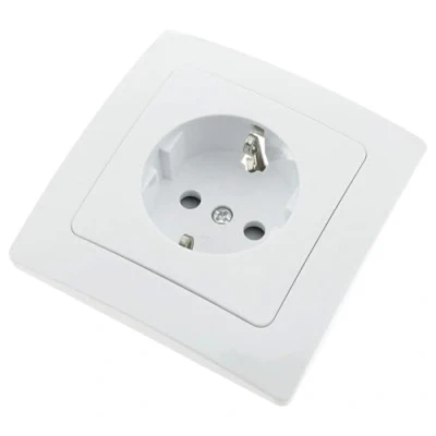 Imagen de BeMatik Base de enchufe schuko empotrable con marco 80x80mm serie Lille color blanco (ME028)