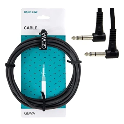 Imagen de GEWA cable de interconexión Basic Line0,3 m, negro, jack angular estéreo 6,3 mm mm, 190370