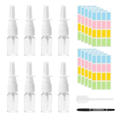 Imagen de MisFun 8 Piezas botella de Spray Nasal, Claro Niebla Botella, Vacío Pulverizador Nasal 20ml, Aerosol Contenedores, Atomizadores para Aceite Esencial Salino