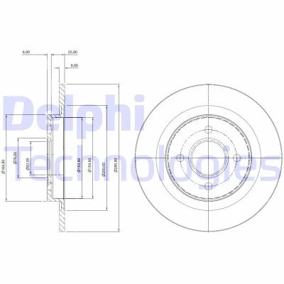 Imagen de DELPHI BG3743 Disco de freno 280 10 4 macizo aceitado sin procesar cojinete rueda, anillo sensor ABS FORD: Focus Mk1 Hatchback