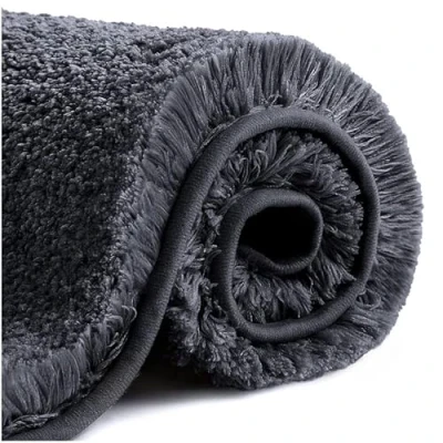 Imagen de VANZAVANZU Alfombrilla de baño antideslizante gruesa microfibra, superabsorbente, lavable a máquina, secado rápido, 40 x 60 cm, color negro