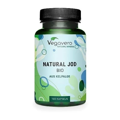 Imagen de Yodo Natural Vegavero® Dosis Óptima: 150 µg Sin Aditivos Alga Kelp BIO (PureSea®) Tiroides + Drenaje Metabolismo* 180 Cápsulas (6 meses) Hipotiroidismo, Thyroid Energy