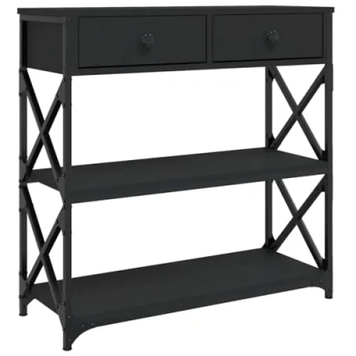 Imagen de vidaXL Mesa Consola, Mesita de Sofá con Almacenaje, Auxiliar, para Pasillo Salón Entrada Recibidor, Madera Ingeniería Negra