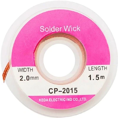 Imagen de Retoo hilo de desoldar 2 mm, 1.5 m, con trenzado fino, mecha soldadura, alambre trenzado, cobre puro, removedor estaño para soldar y dispositivos desoldadura