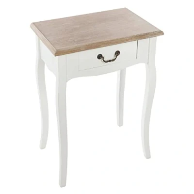 Imagen de ATMOSPHERA CREATEUR D&#039;INTERIEUR ATM23 114516A AC Déco Mesita de Noche Chrysa 47 x 30 65 cm Blanco, Madera, L.47 l. H.65