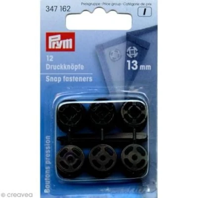 Imagen de Prym Botón A Presión, Plastic, Negro, 13 mm, 12 piezas, 347.162