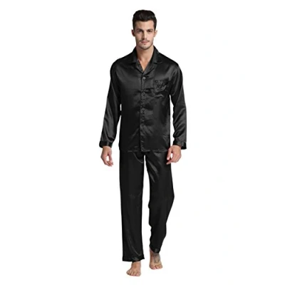 Imagen de TONY &amp; CANDICE para Hombre del Pijama De Satén Conjunto (XXL, Negro)