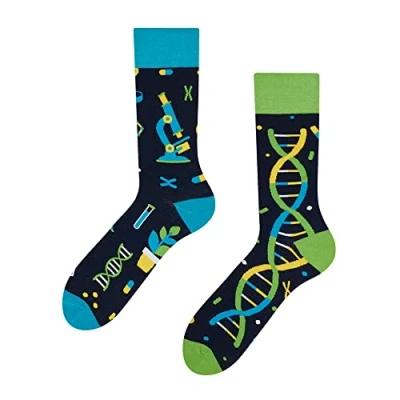 Imagen de Dedoles Calcetines Unisex Hombre Mujer y Niños Algodón muchos diseños divertidos diferente izquierda derecha, color: Negro, diseño: ADN, tamaño: 43 46