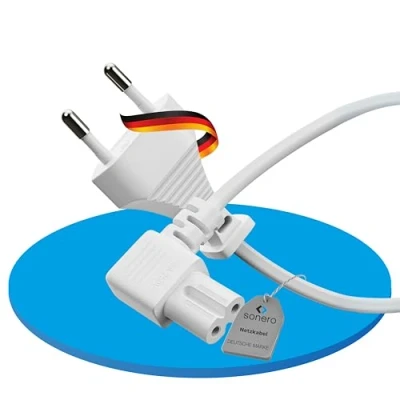 Imagen de Sonero® Euro Cable de Red, alimentación para electrodomésticos, Enchufe a IEC C7, 1,00m, Blanco