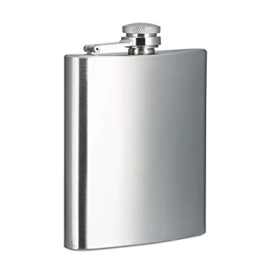 Imagen de Relaxdays Petaca de 200 ml, Cantimplora, Acero Inoxidable, 12 x 9 2 cm, Plateado