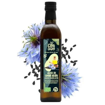 Imagen de Aceite de Comino Negro Bio 500ml. Semilla Negra también llamado Nigella Sativa es Rico en Omega 6/9 y Timoquinona ideal para Condimentos Black Seed Oil Organic Cold Pressed